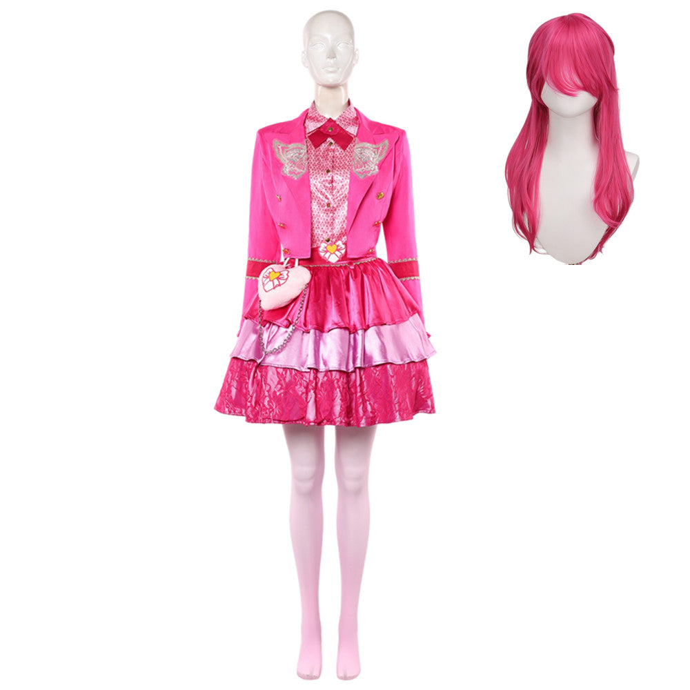 Descendants: Wicked Wonderland (2026) Pink Princess Jacket Skirt Set Outfits Cosplay Costume