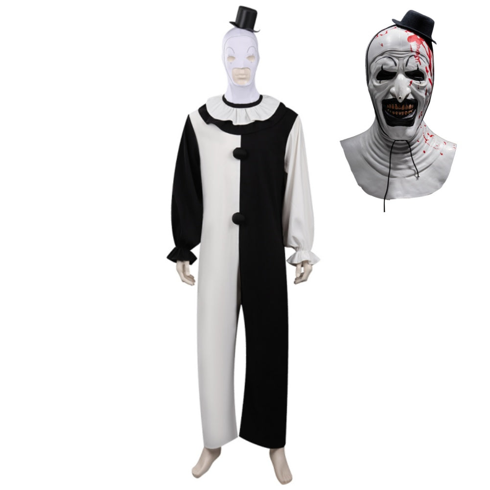 Movie Terrifier 2 Art the Clown Cosplay Costume Jumpsuit Hat Outfits Halloween Carnival Suit