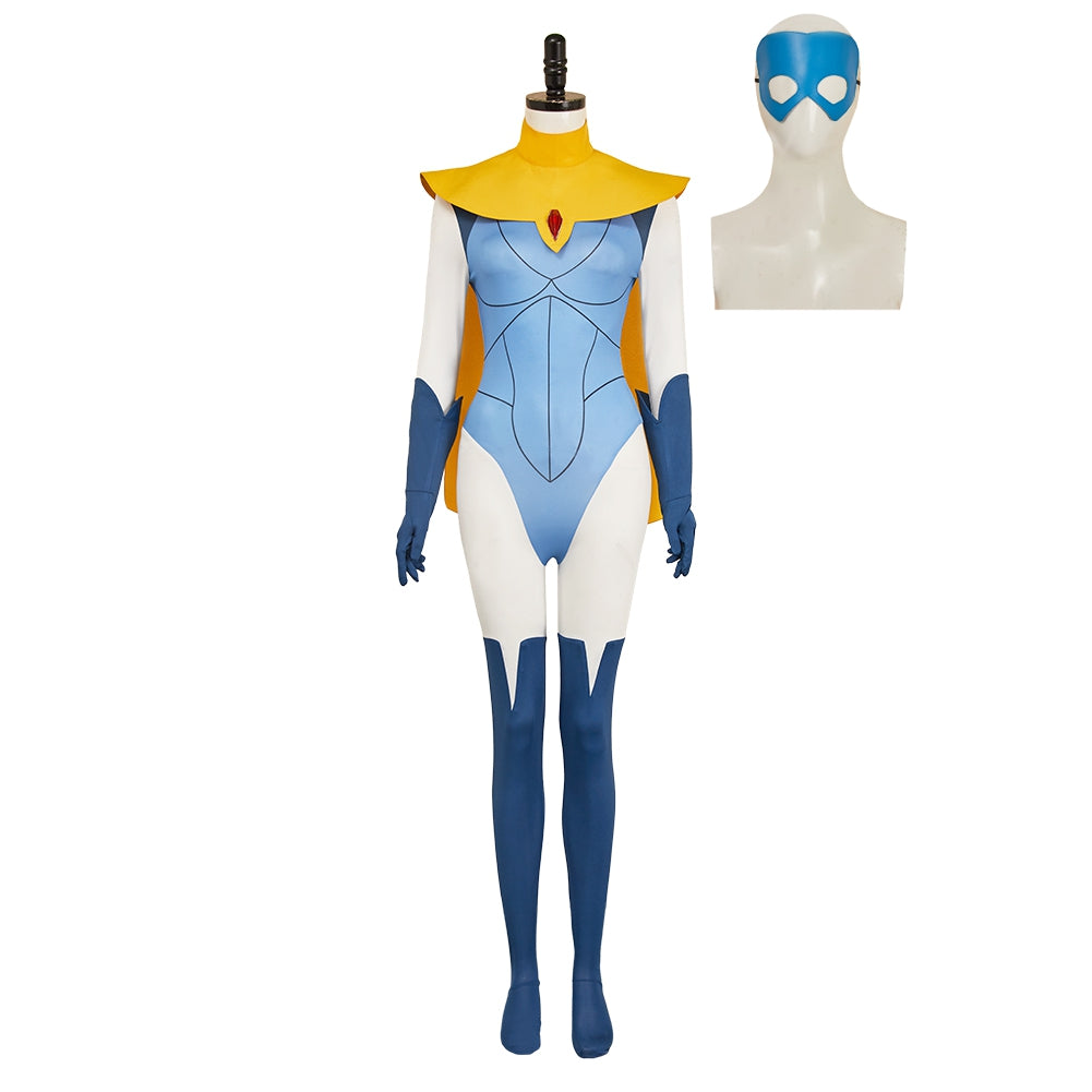 Dispatch (2025) Blonde Blazer Blue Jumpsuit Set Outfits Cosplay Costume