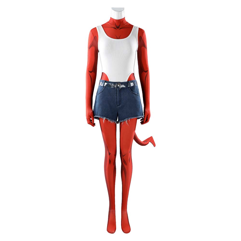 Dispatch (2025) Malevola Red Jumpsuit Set Demon Full Outfits Cosplay Costume 