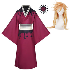 Douma Red Kimono Set Outfits Cosplay Costume Halloween Carnival Suit