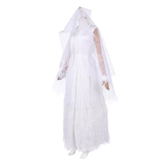 Ebenezer (2026) Ghost Of Christmas Past White Dress Veil Outfits Halloween Cosplay Costume 