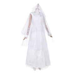 Ebenezer (2026) Ghost Of Christmas Past White Dress Veil Outfits Halloween Cosplay Costume 
