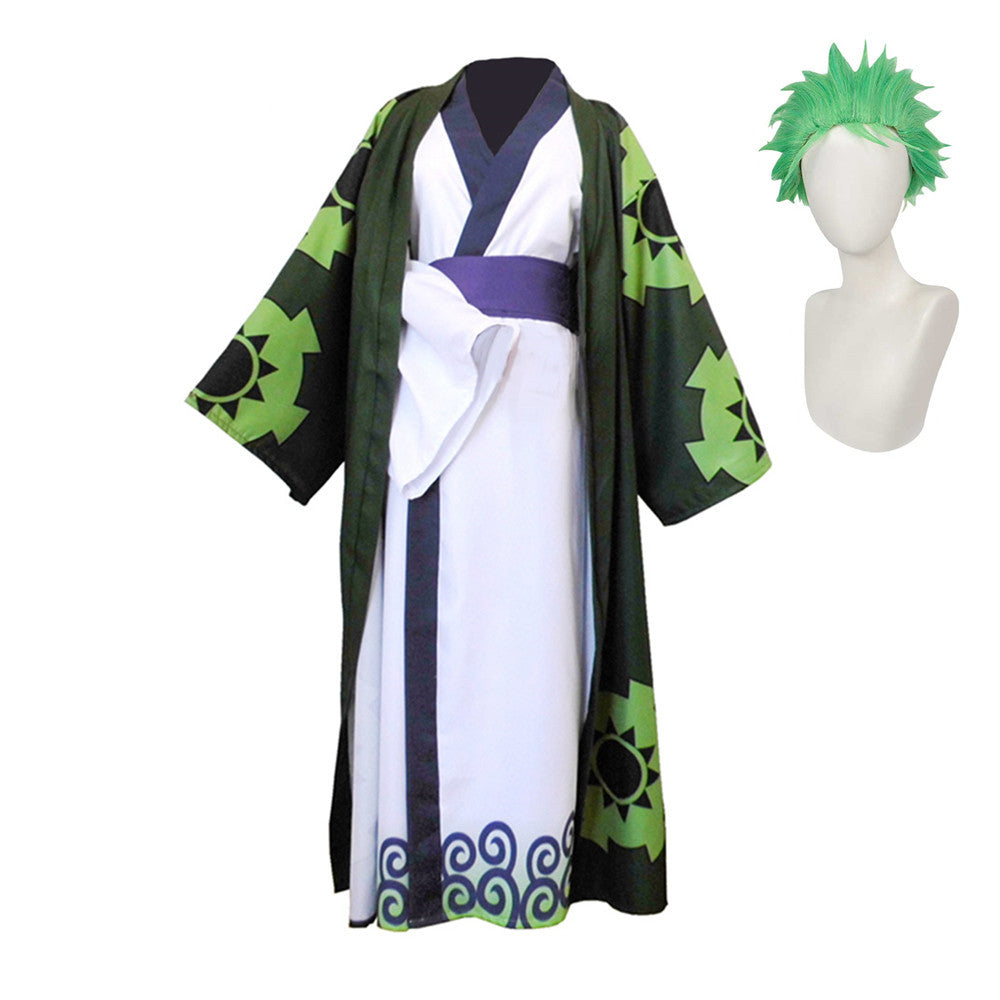 Anime One Piece Kimono Roronoa Zoro Costume Cosplay Wano Kuni Country Halloween Carnival Suit