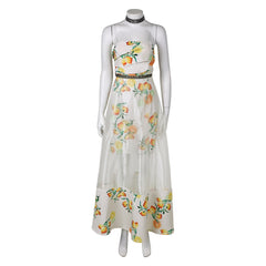 Final Fantasy VII Aerith Gainsborough White Citrus Dress Outfits Cosplay Costume 