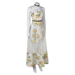 Final Fantasy VII Aerith Gainsborough White Citrus Dress Outfits Cosplay Costume 