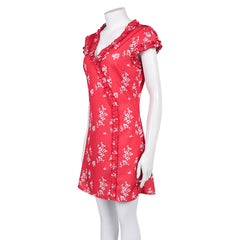 Fleabag Fleabag Red Floral Dress Cosplay Costume Halloween Carnival Party Suit 