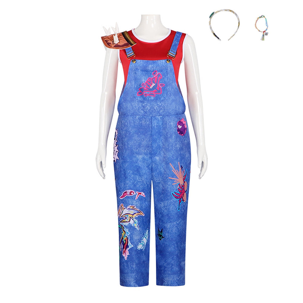 Forgotten Island (2026) Jo Red Blue Overalls Set Outfits Cosplay Costume