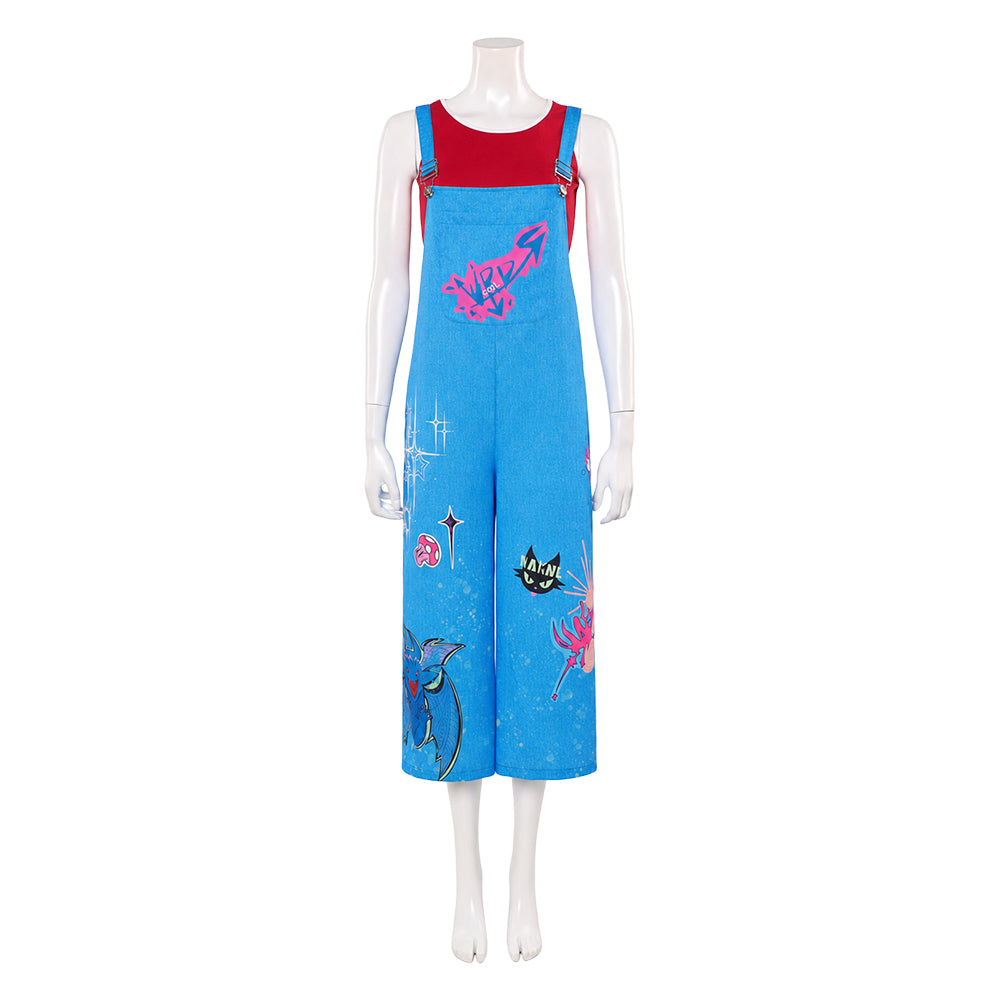 Forgotten Island (2026) Jo Red Vest Blue Overalls Set Outfits Cosplay Costume