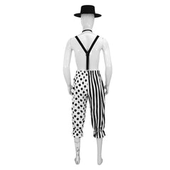 Funny Mime Silent Clown Black White Set Outfits Cosplay Costume Halloween Suit