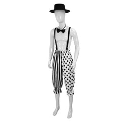 Funny Mime Silent Clown Black White Set Outfits Cosplay Costume Halloween Suit