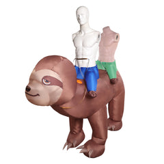 Funny Two People Riding Sloth Inflatable Animal Outfits Cosplay Costume Halloween Suit