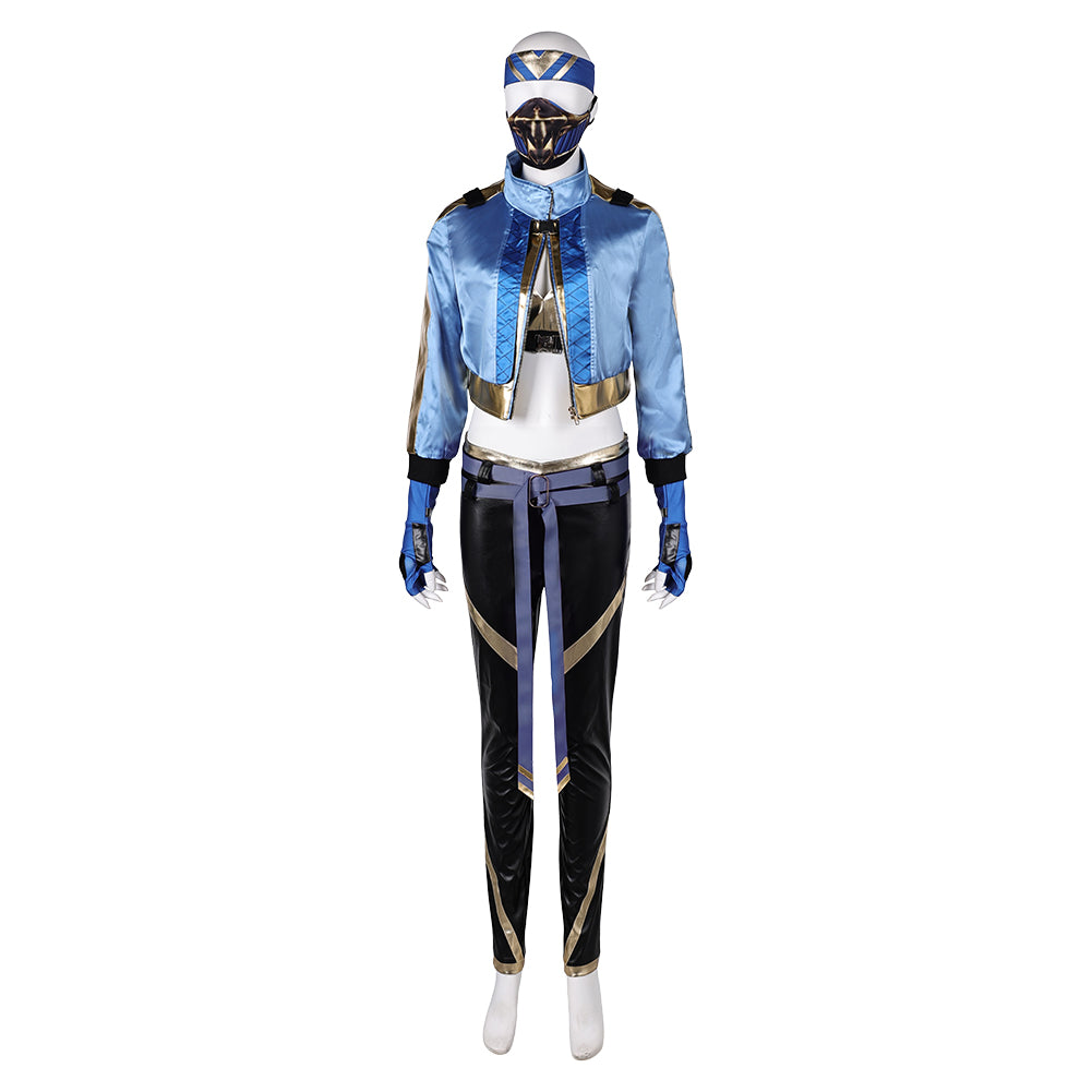 Game Mortal Kombat Kitana Blue Set Cosplay Costume Outfits Halloween Carnival Suit