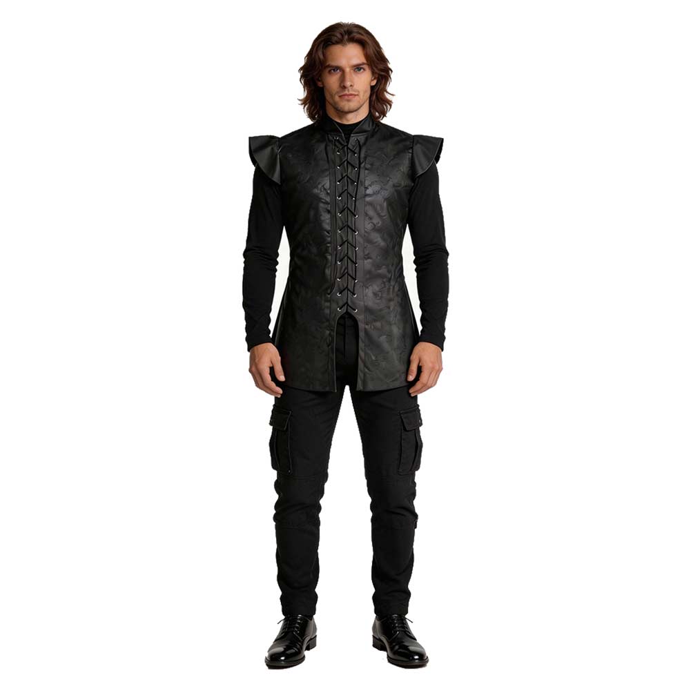 Game of Thrones Jon Snow Black Leather Vest Set Outfits Cosplay Costume