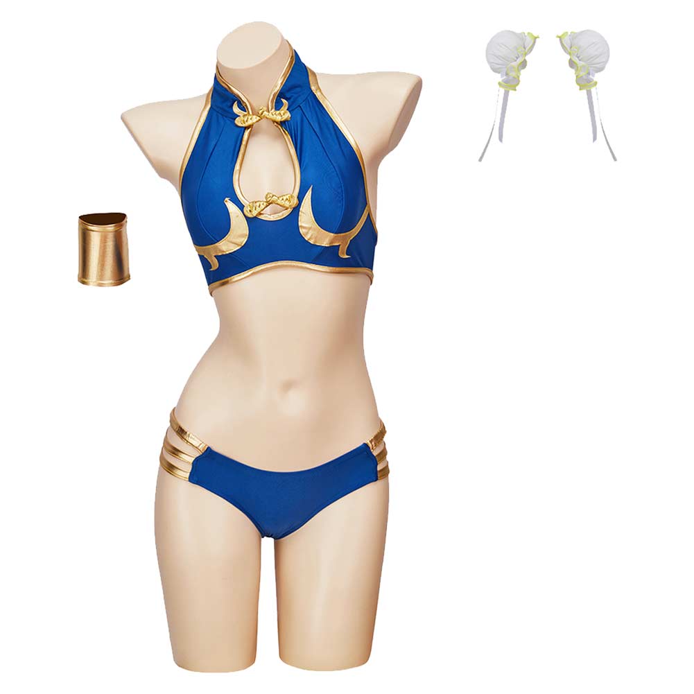 Game Street Fighter Chun Li Swimsuit Outfits Cosplay Costume Halloween Carnival Suit
