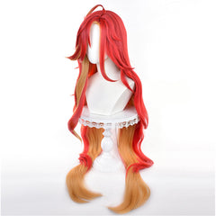 Genshin Impact Mavuika Red Cosplay Wig Heat Resistant Synthetic Hair Accessories  Props