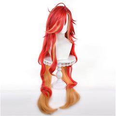 Genshin Impact Mavuika Red Cosplay Wig Heat Resistant Synthetic Hair Accessories  Props