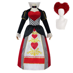 Movie Alice in Wonderland Queen Of Hearts Cosplay Costume Red Queen Dress Outfits Halloween Carnival Suit