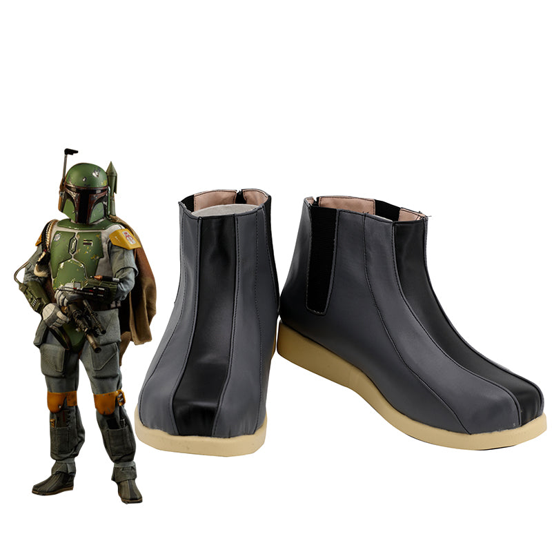 Movie Star Wars Boba Fett Black Cosplay Shoes Boots Halloween Carnival Suit