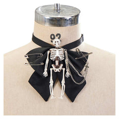 Gothic Dark Skull Collar Bow Tie Punk Halloween Carnival Costume Accessories Props