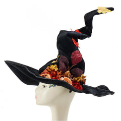 Gothic Lolita Witch Wizard Black Flower Hat Cosplay Halloween Carnival Costume Accessories Props