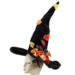 Gothic Lolita Witch Wizard Black Flower Hat Cosplay Halloween Carnival Costume Accessories Props