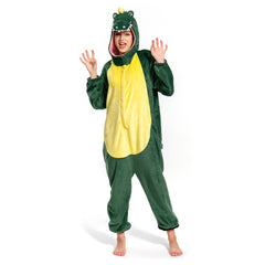 Green Crocodile Flannel Animals Onesie Pajamas Warm Home Sleepwear Halloween Carnival Suit - OLAOLA 
