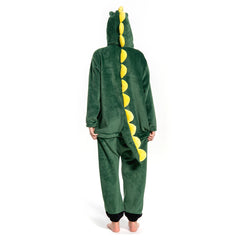 Green Crocodile Flannel Animals Onesie Pajamas Warm Home Sleepwear Halloween Carnival Suit - OLAOLA 