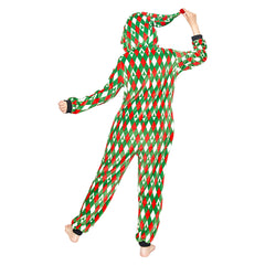 Green Printed Elk Pajamas Christmas Costume Adult Unisex Plush Animal Onesie Halloween Carnival Suit - OLAOLA 
