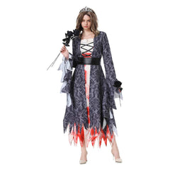 Horror Ghost Bride Gray Dress Funny Outfits Cosplay Costume Halloween Carnival Suit