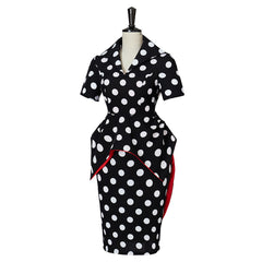 Horror Movie Coraline The Beldam Women Black Polka Dots Dress Outfits Cosplay Costume Halloween Carnival Suit