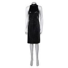 Horror Movie MaXXXine (2024) Maxine Black Leather Tight Dress Outfits Cosplay Costume Halloween Carnival Suit 