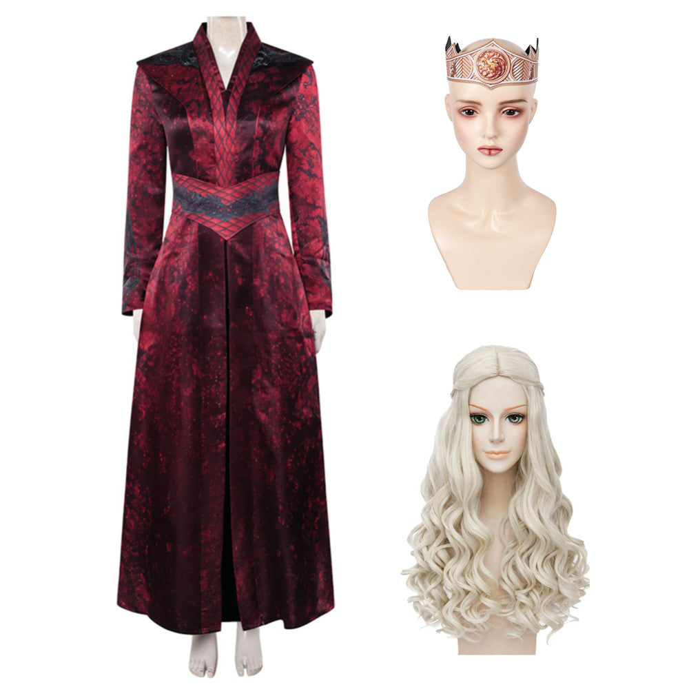 House Of The Dragon (2026) Queen Rhaenyra Targaryen Red Dress Outfits Cosplay Costume