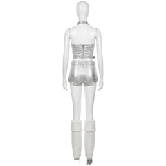 Idol Band Singer Silver Top Short Set Outfits Stage Cosplay Costume