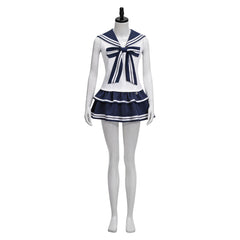 Idol Band Singer White Blue Sailor Set Outfits Stage Performance Cosplay Costume