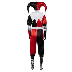 Jester And Queen Joker Red Black Clown Set Outfits Halloween Cosplay Costume 