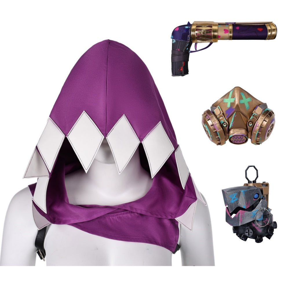 Arcane: League Of Legends 2 (2024) Jinx Purple Hood Hat Mask Weapons Cosplay Accessories Props