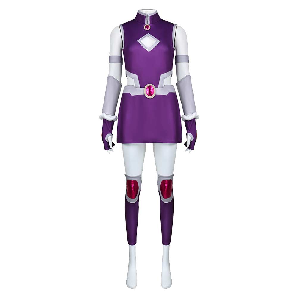 Justice League vs. Teen Titans Starfire Purple Dress Set Outfits Cosplay Costume