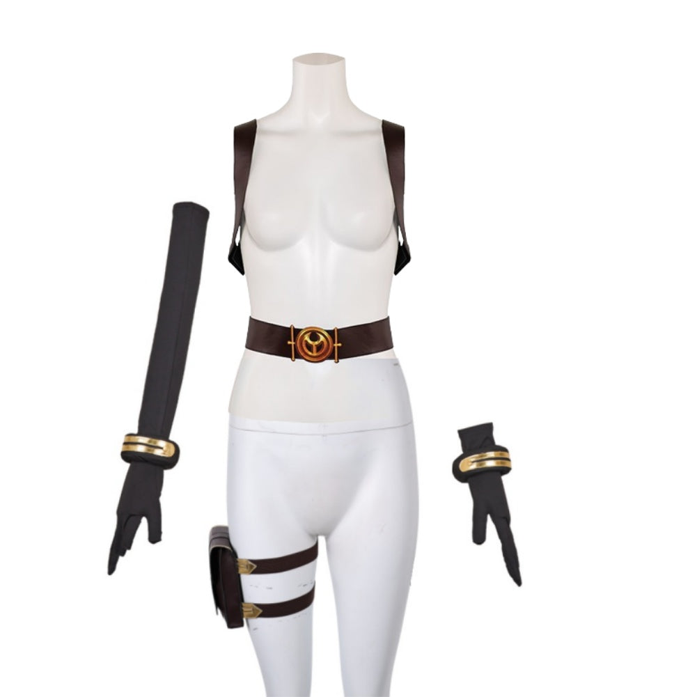 Arcane: League of Legends Season 2 (2024) Caitlyn Black Gloves Leg Bags Suspenders Cosplay Accessories Props