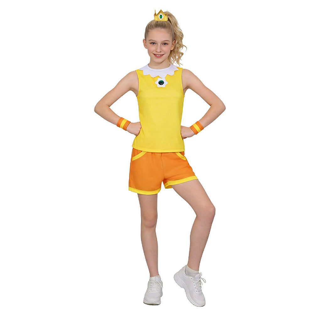 Kid Children The Super Mario (2026) Princess Daisy Yellow Sports Outfits Cosplay Costume