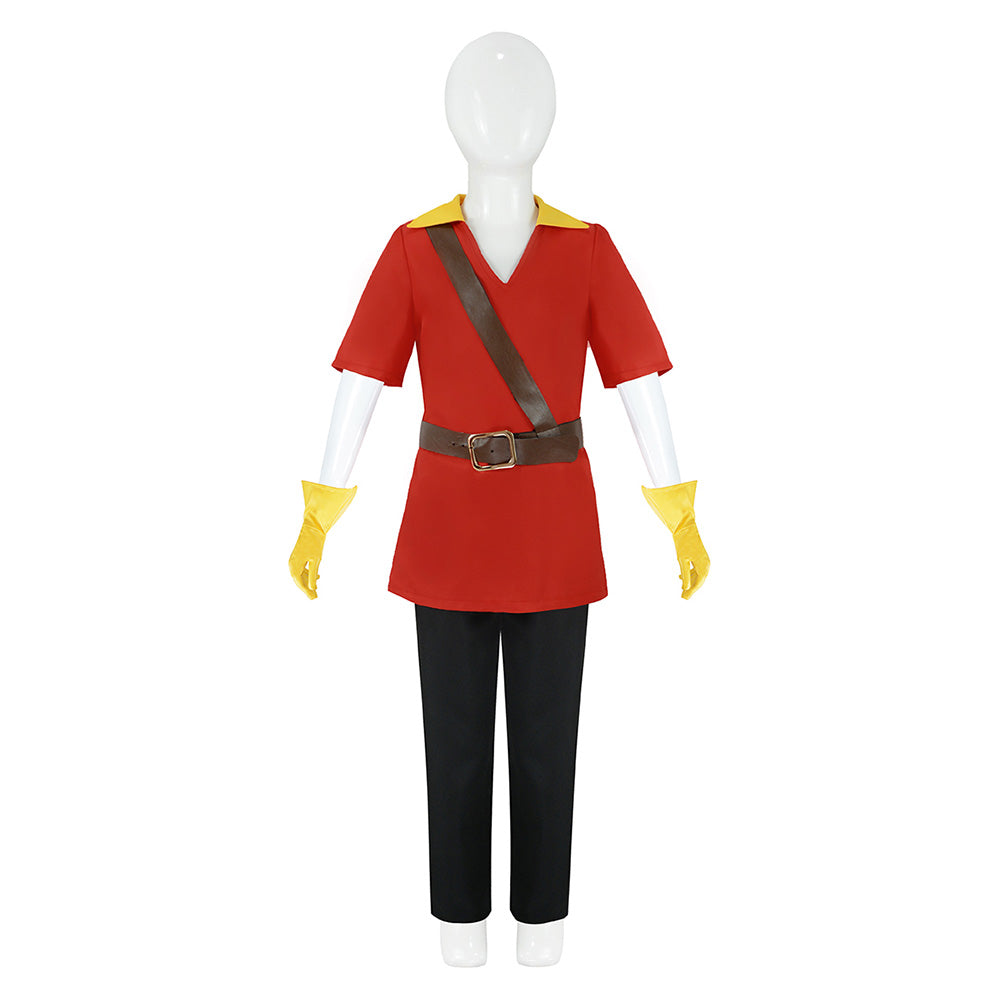 Kids Children Beauty And The Beast Gaston Red Outfits Cosplay Costume
