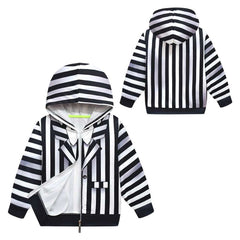 Kids Children Beetlejuice 2 (2024) Beetlejuice Black White Hoodie Outfits Cosplay Costume 