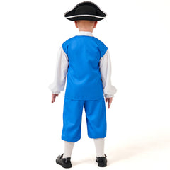 Kids Children Blue Pirate Captain Outfits Cosplay Costume Halloween Carnival Suit 