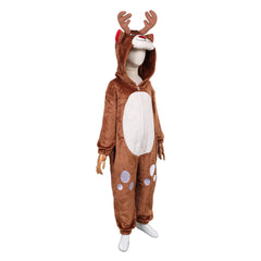 Kids Children Brown Deer Reindeer Onesie Animal Pajamas Christmas Cosplay Costume Carnival Party Suit