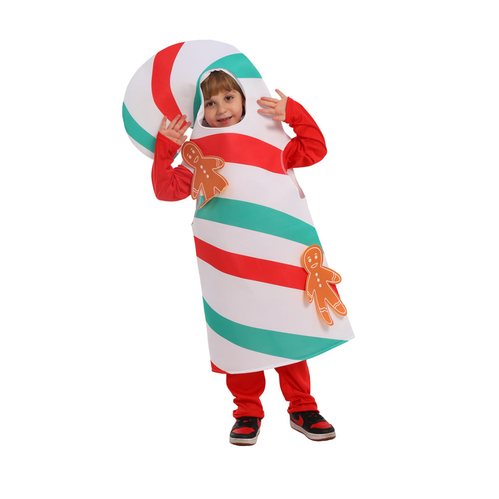 Kids Children Christmas Candy Cane Funny Outfits Cosplay Costume Carnival Suit