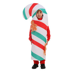 Kids Children Christmas Candy Cane Funny Outfits Cosplay Costume Carnival Suit