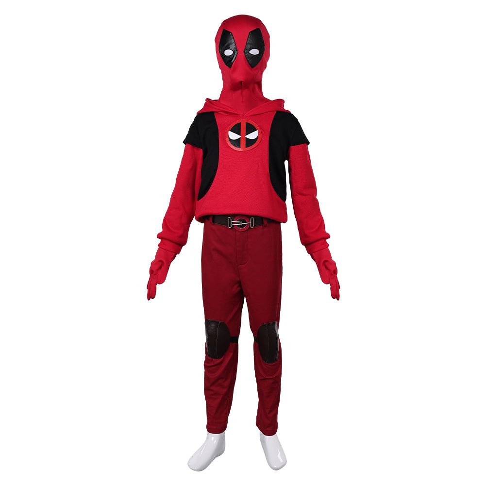 Kids Children Deadpool & Wolverine (2024) Kidpool Red Outfits Cosplay Costume Halloween Carnival Suit 