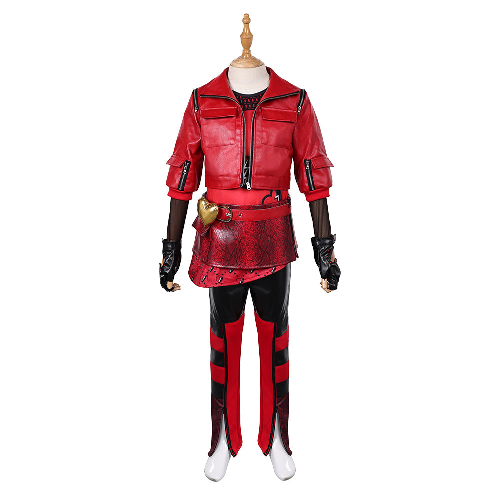 Kids Children Descendants: The Rise Of Red (2024) Red Black Outfits Cosplay Costume Halloween Carnival Suit