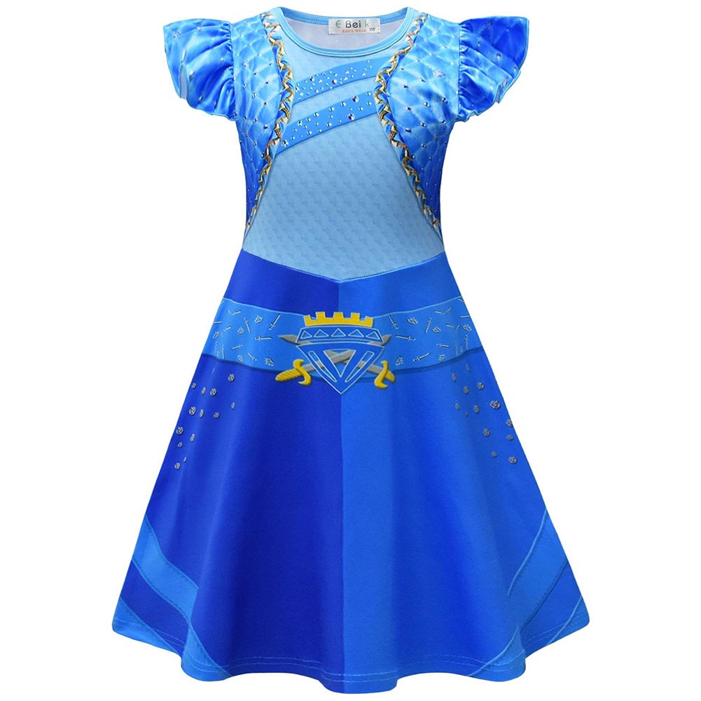 Kids Children Descendants: The Rise Of Red (2024) Uma Blue Dress Outfits Cosplay Costume Halloween Carnival Suit