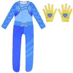 Kids Children Descendants: The Rise Of Red (2024) Uma Blue Jumpsuit Outfits Cosplay Costume Halloween Carnival Suit  ​